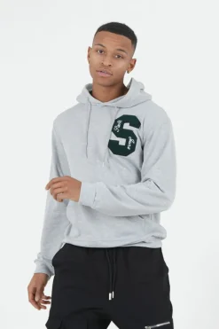 Sweat Capuche Logo Patch Universite Gris