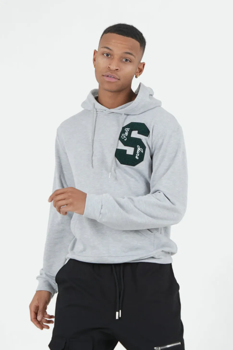 Sweat Capuche Logo Patch Universite Gris