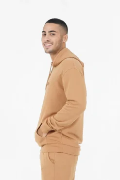 Sweat Capuche Logo Signature Marron Clair