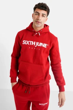 Sweat Capuche Molletonne Logo Rouge