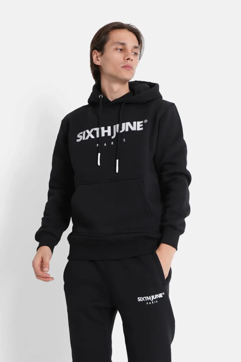 Sweat Capuche Molletonne Logo Noir
