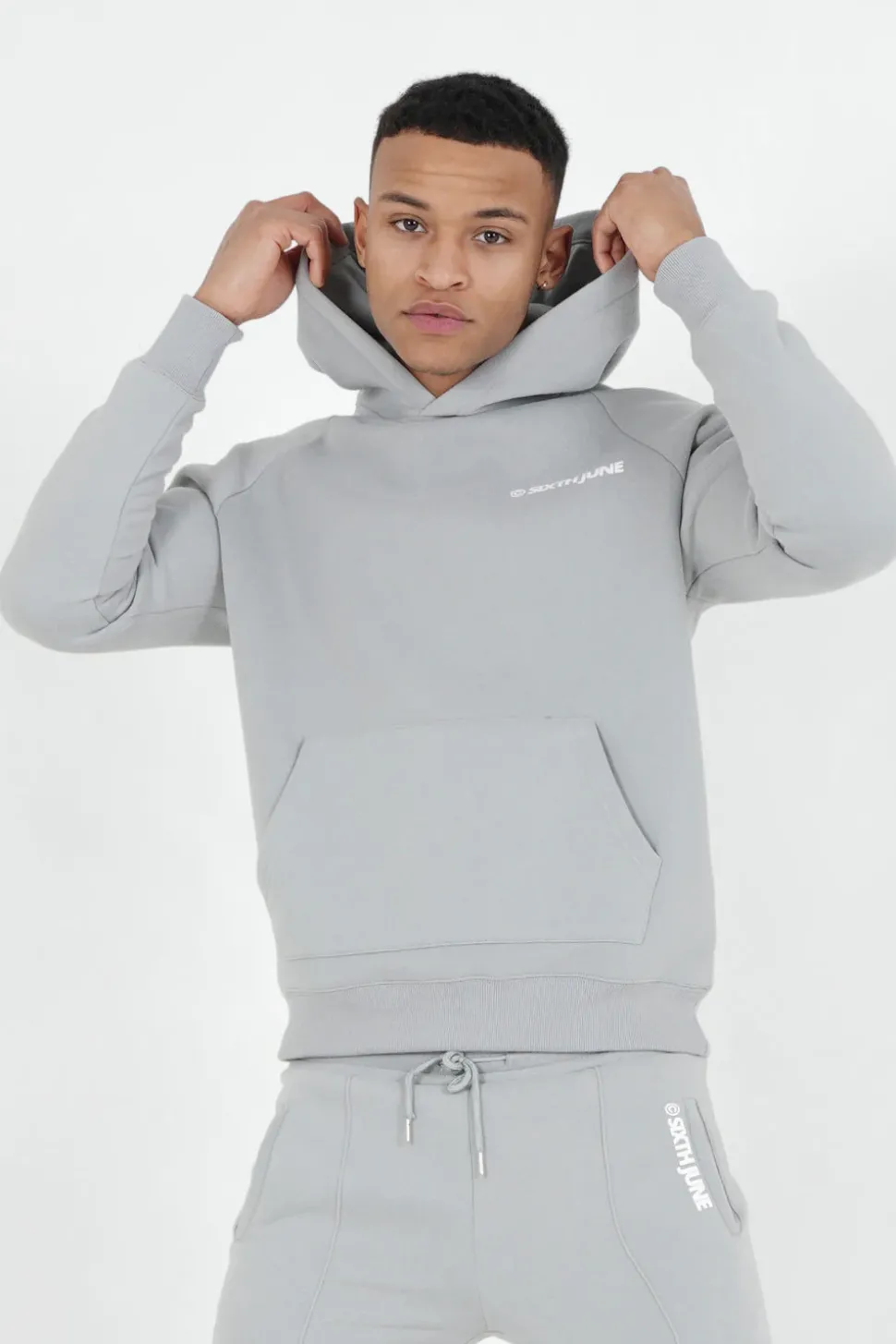 Sweat Capuche Molletonne Logo Gris