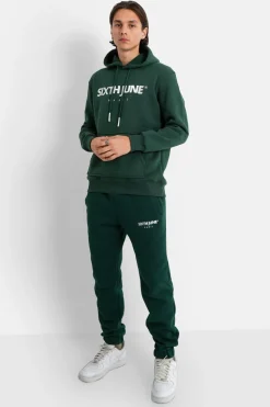 Sweat Capuche Molletonne Logo Vert Fonce