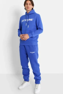 Sweat Capuche Molletonne Logo Bleu Fonce