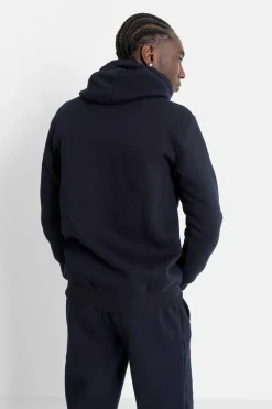 Sweat Capuche Molletonne Logo Bleu Fonce