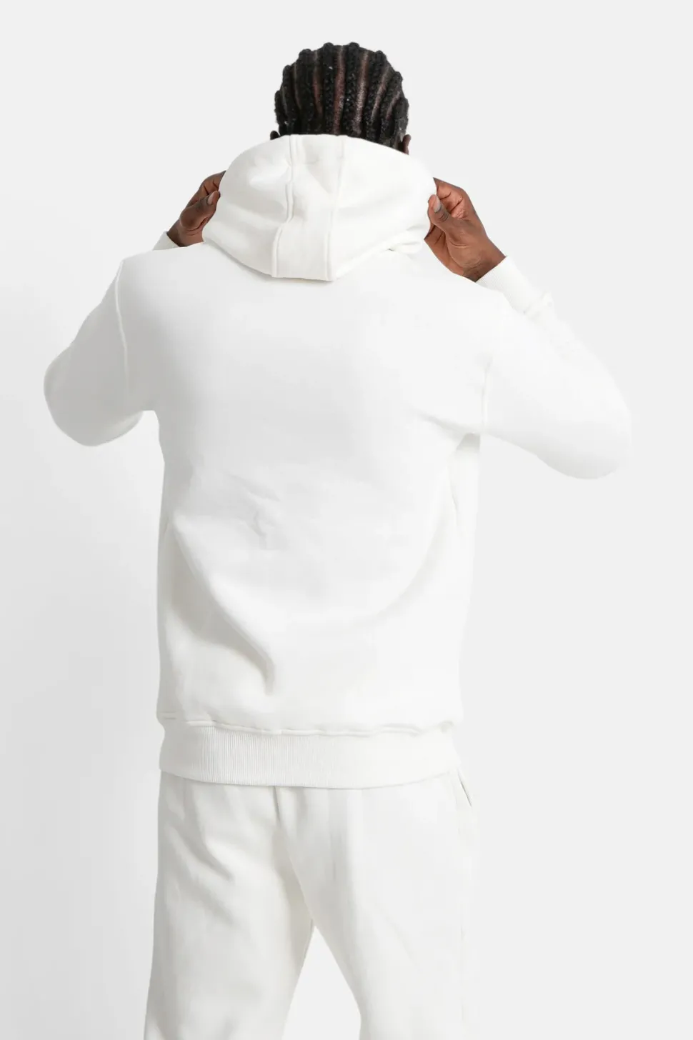 Sweat Capuche Molletonne Logo Blanc
