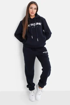 Sweat Capuche Molletonne Logo Bleu Fonce