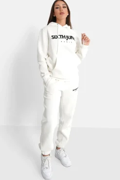 Sweat Capuche Molletonne Logo Blanc