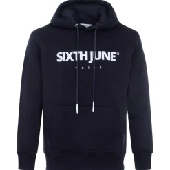 Sweat Capuche Molletonne Logo Bleu Fonce