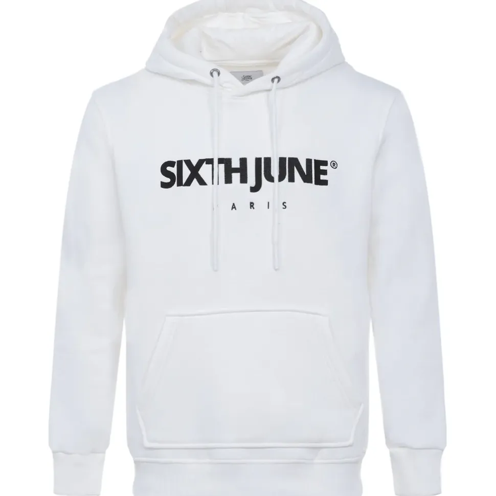 Sweat Capuche Molletonne Logo Blanc