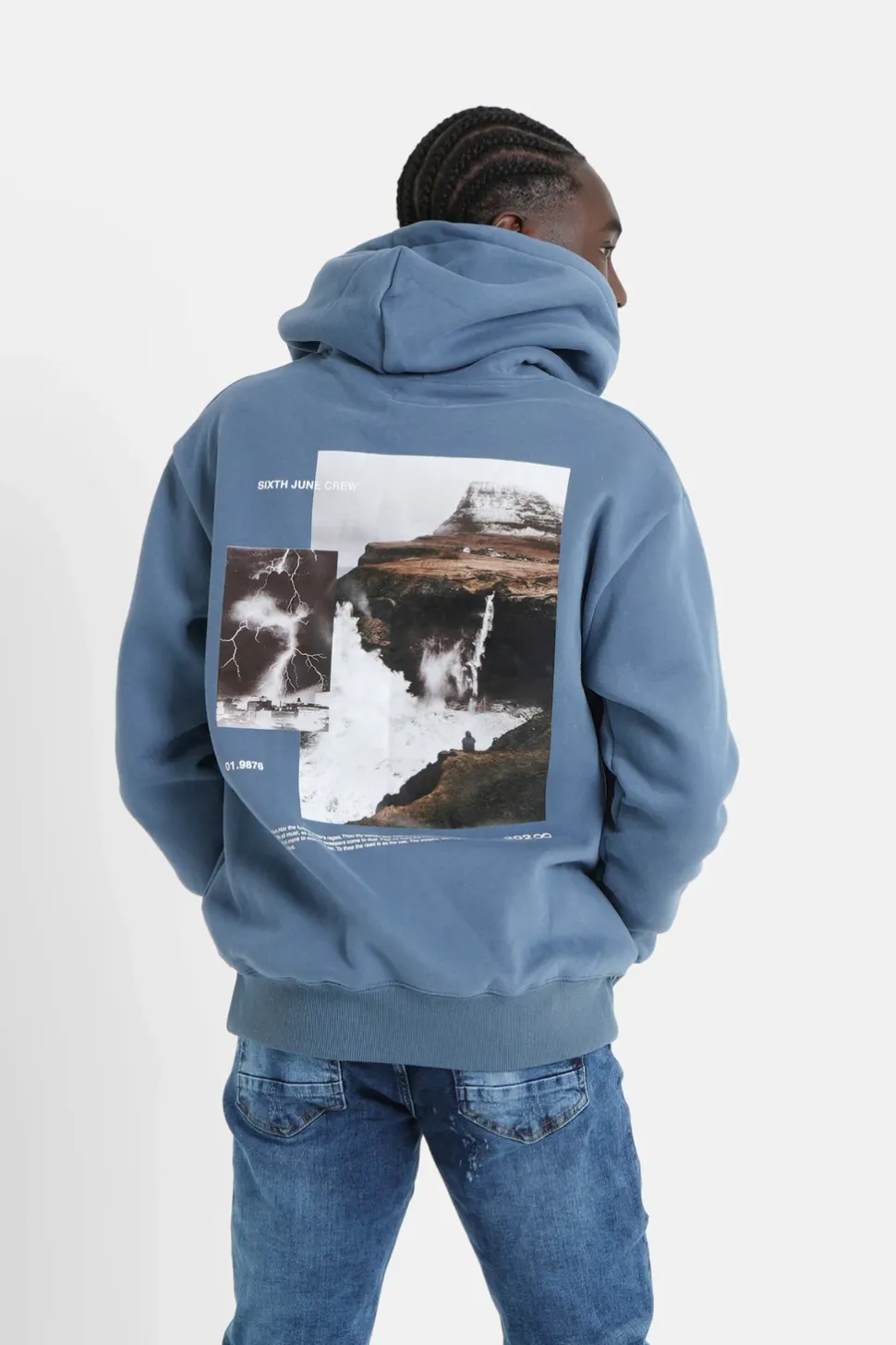 Sweat Capuche Moodboard Dos Bleu