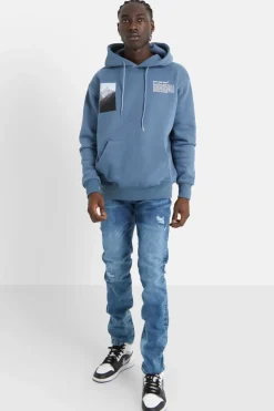 Sweat Capuche Moodboard Dos Bleu