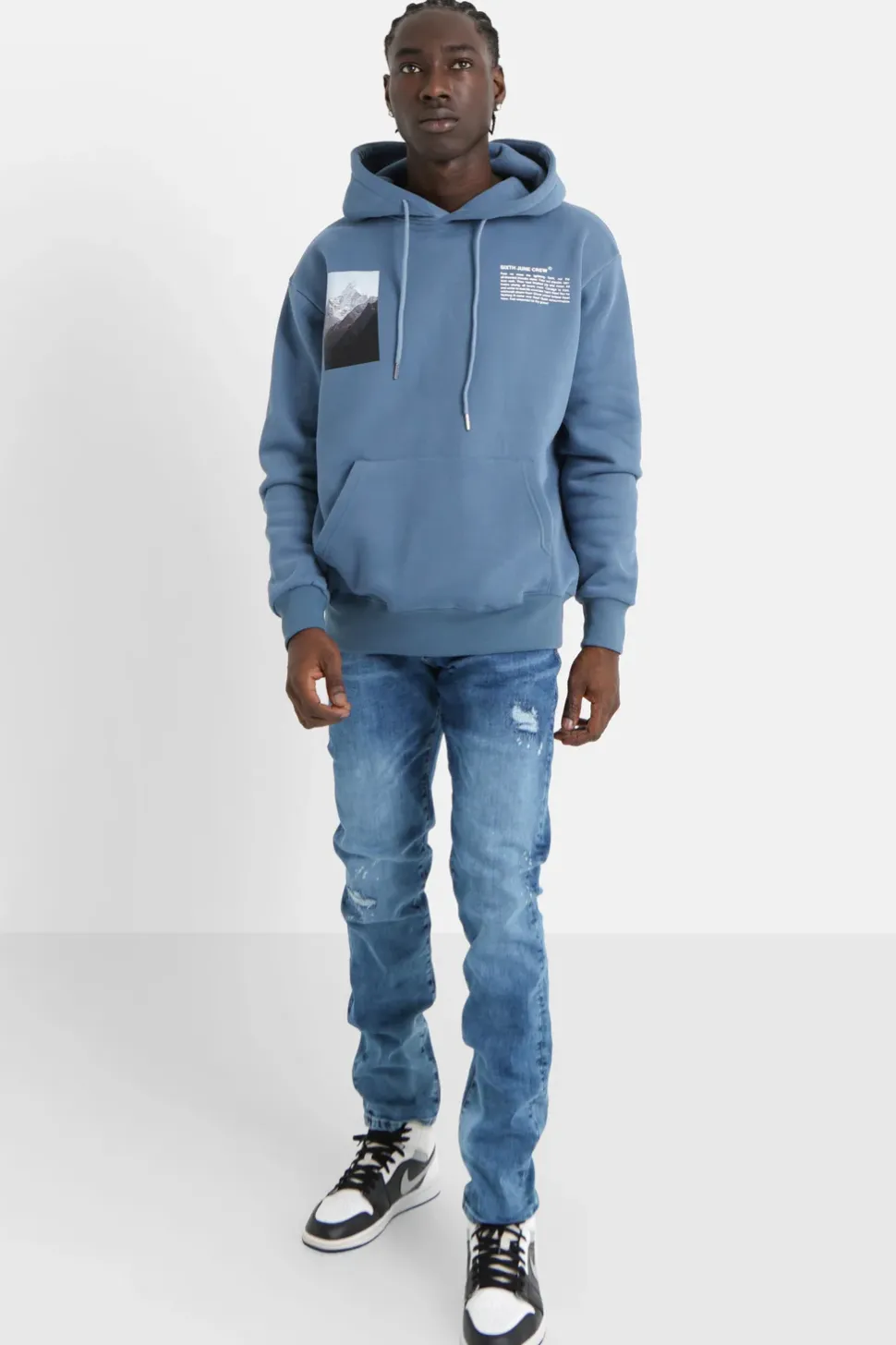 Sweat Capuche Moodboard Dos Bleu