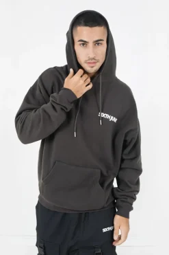 Sweat Capuche Oversize Logo Decale Gris Fonce