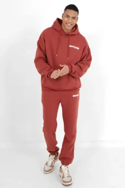 Sweat Capuche Oversize Logo Decale Rouge Fonce