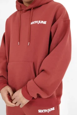 Sweat Capuche Oversize Logo Decale Rouge Fonce