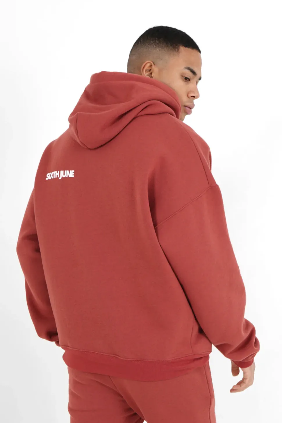 Sweat Capuche Oversize Logo Decale Rouge Fonce