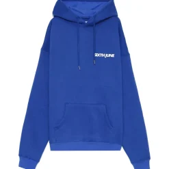 Sweat Capuche Oversize Logo Decale Bleu