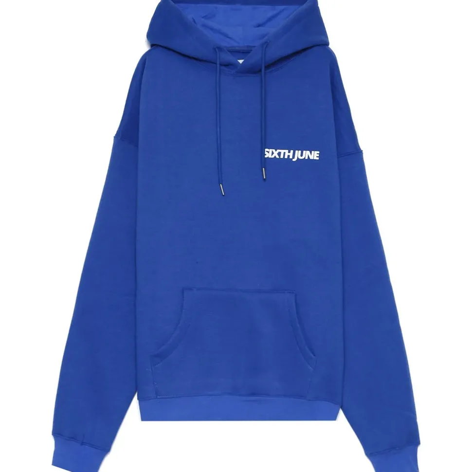 Sweat Capuche Oversize Logo Decale Bleu