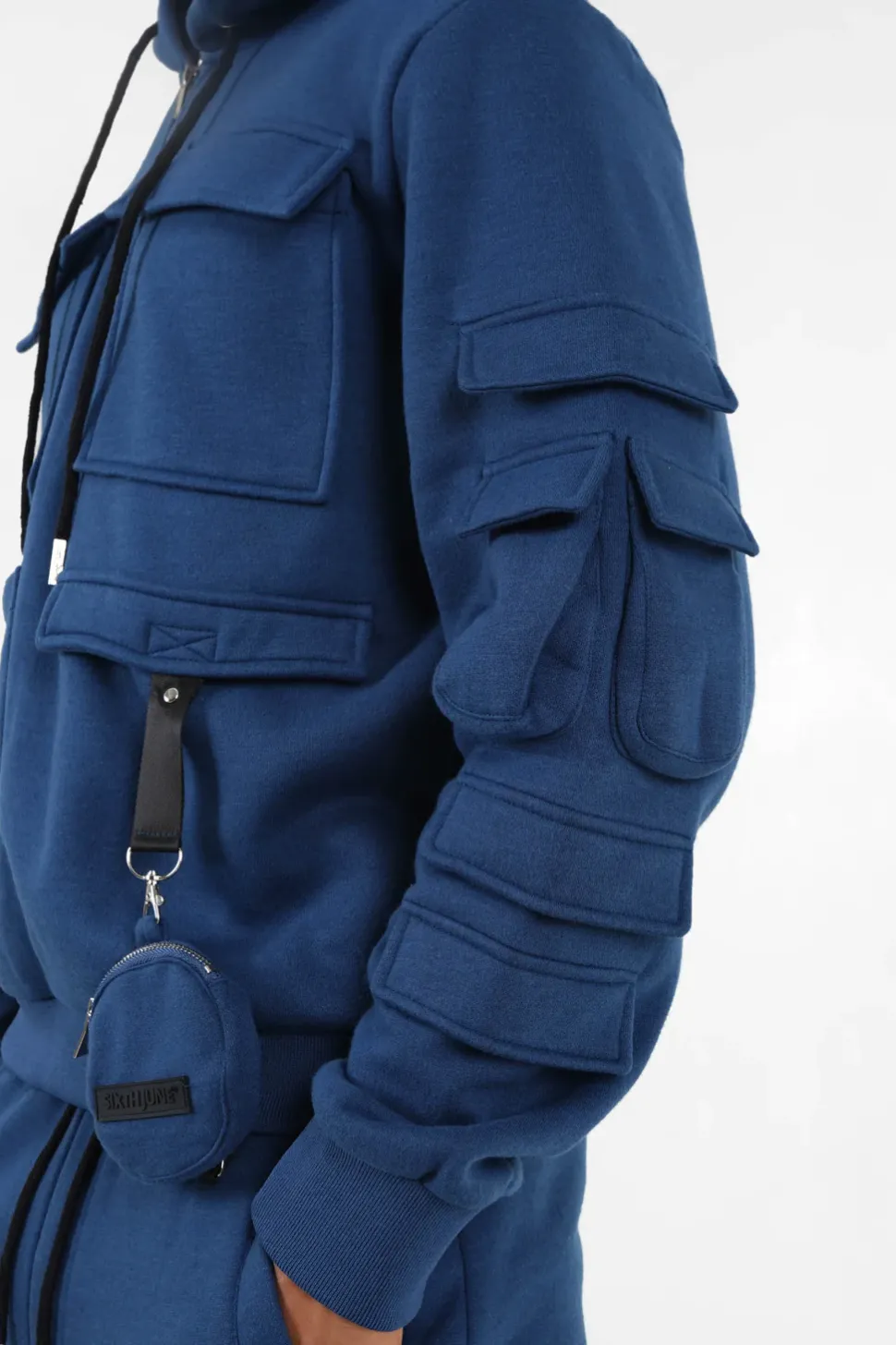 Sweat Capuche Petit Sac Bleu Fonce
