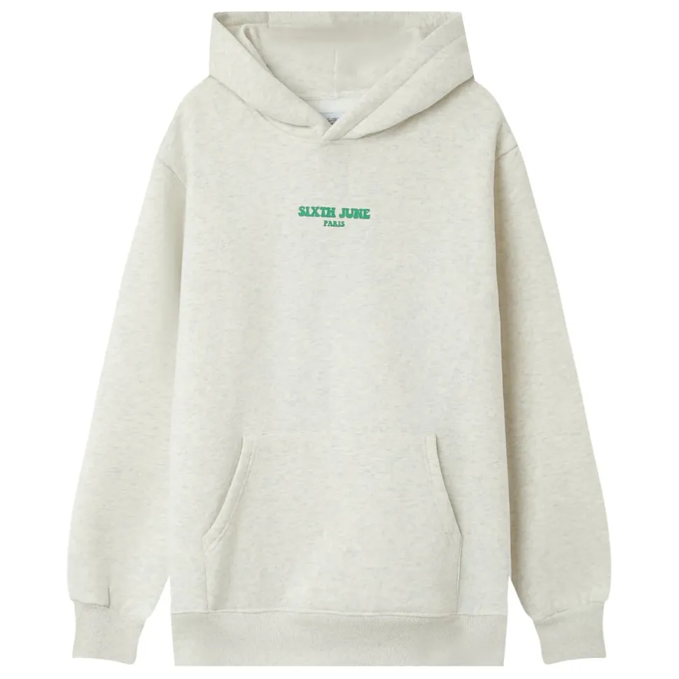 Sweat Capuche Print Retro Gris Clair