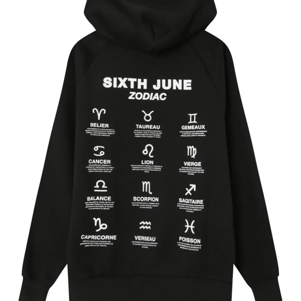 Sweat Capuche Signes Zodiaque Noir