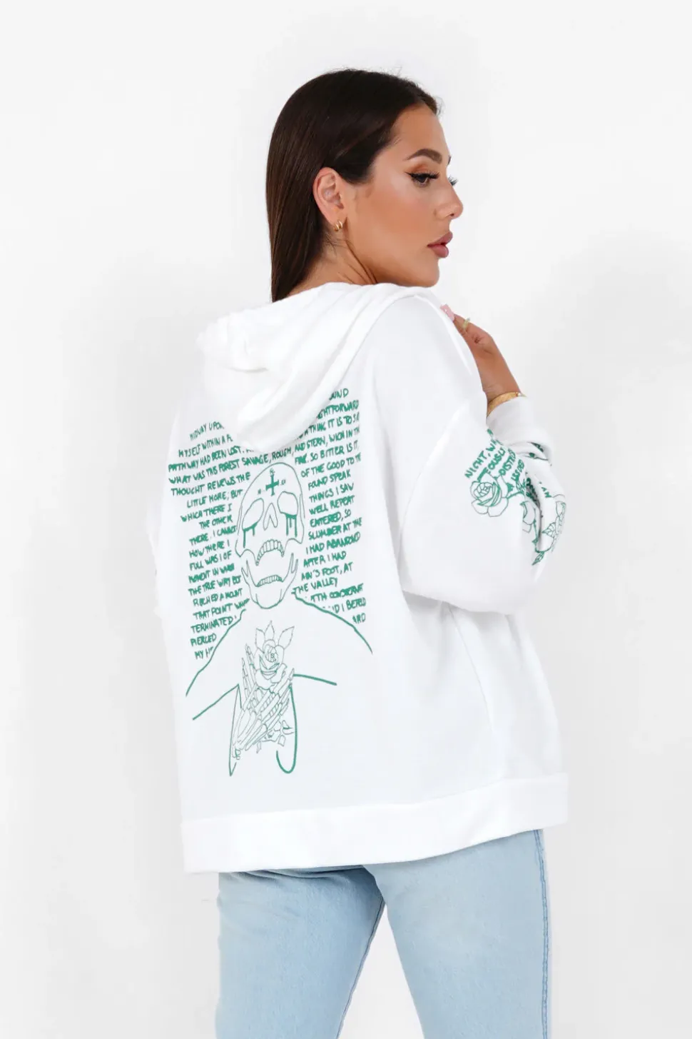 Sweat Capuche Squelette Blanc