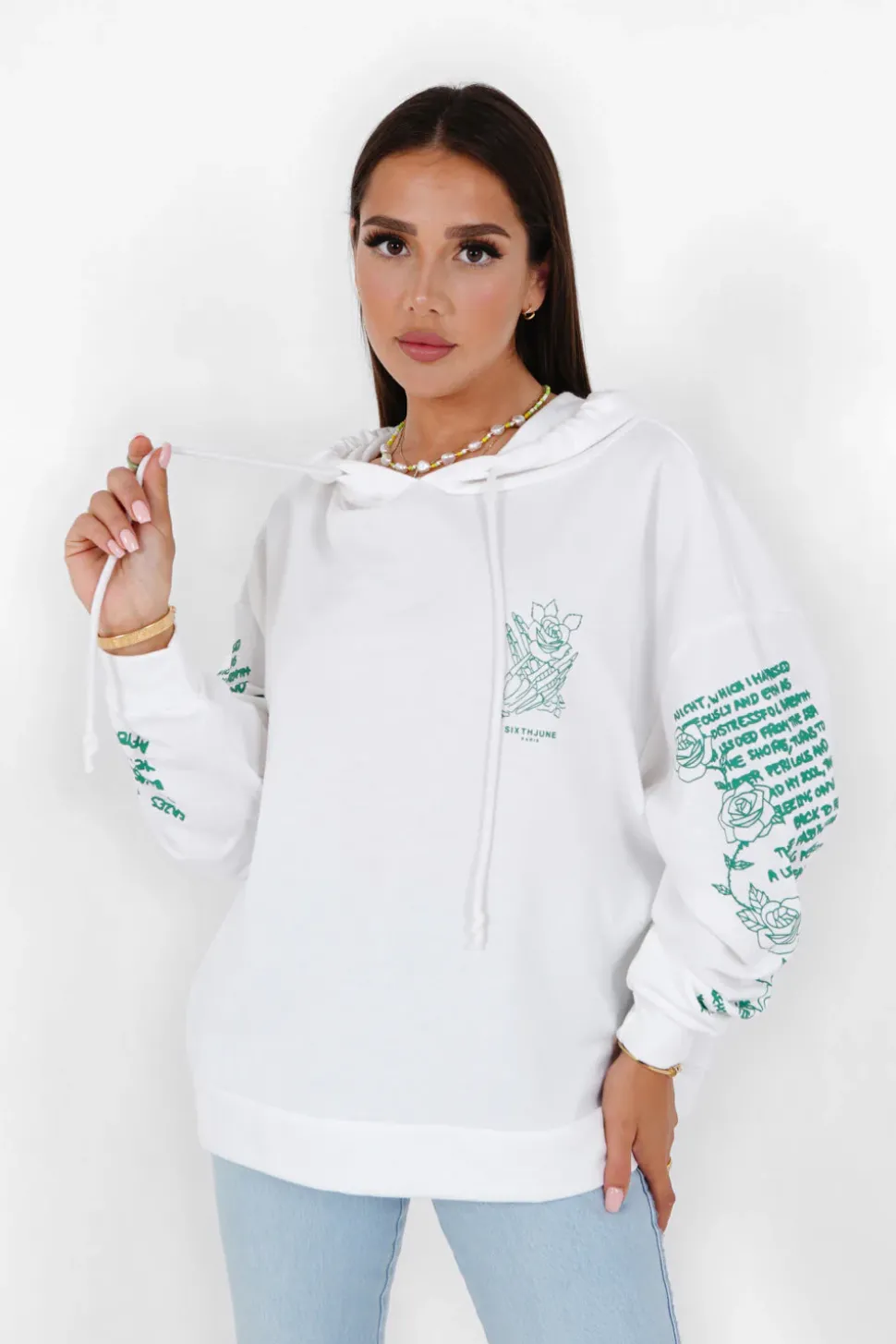 Sweat Capuche Squelette Blanc