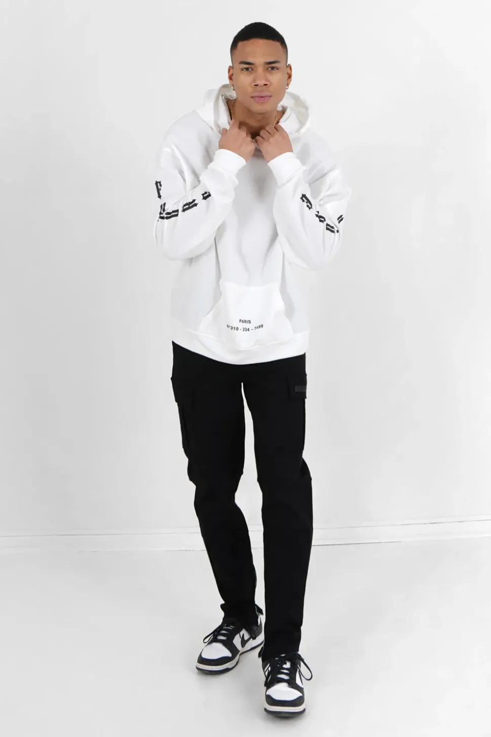 Sweat Capuche Squelette Gothique Blanc