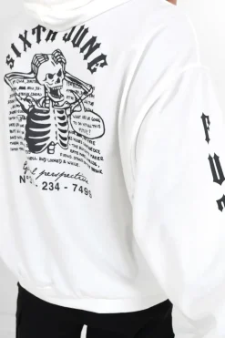 Sweat Capuche Squelette Gothique Blanc
