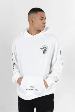 Sweat Capuche Squelette Gothique Blanc