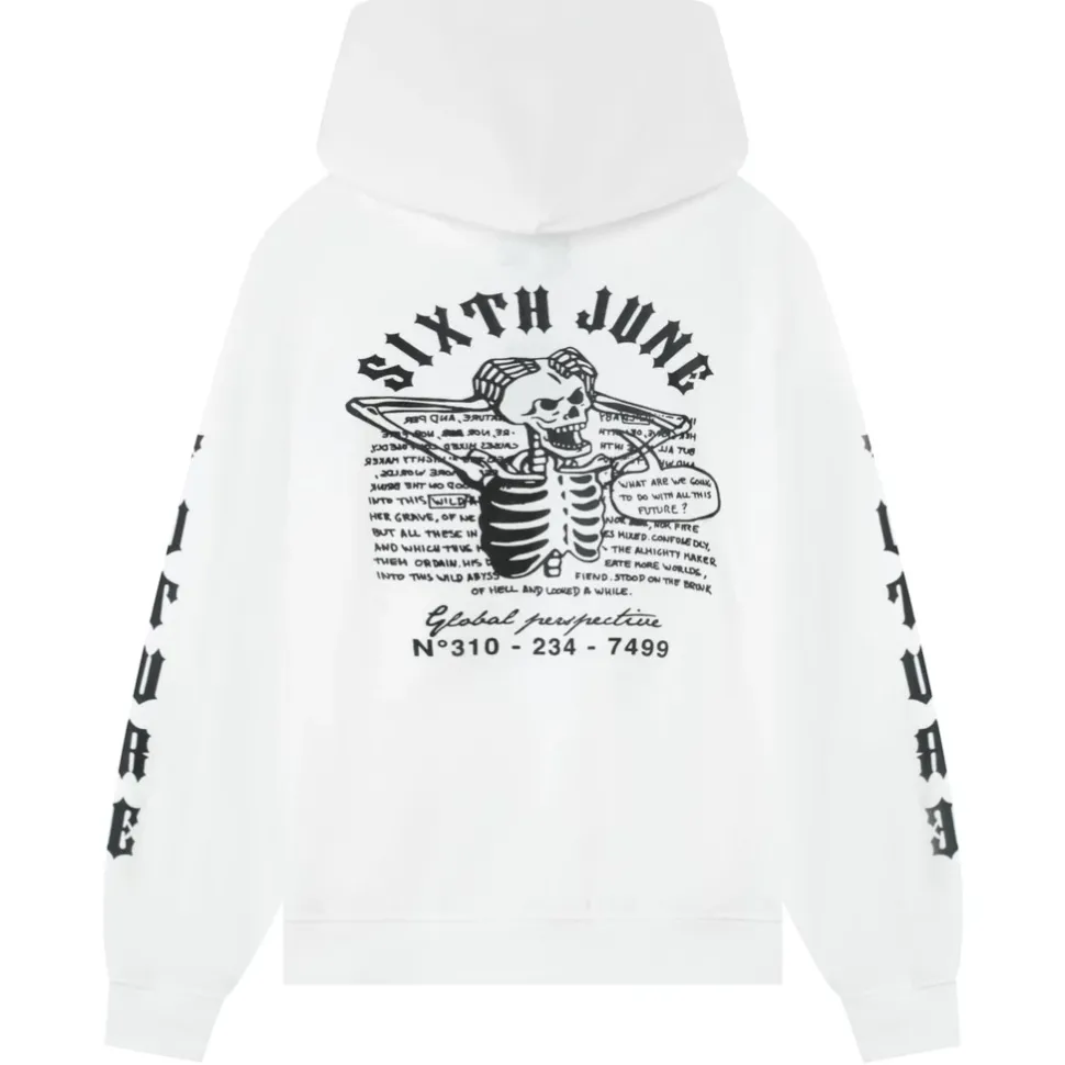 Sweat Capuche Squelette Gothique Blanc