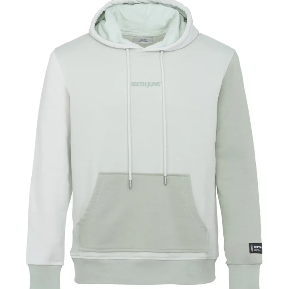 Sweat Capuche Tricolore Logo Vert Clair
