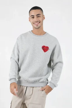 Sweat Coeur Brode Gris