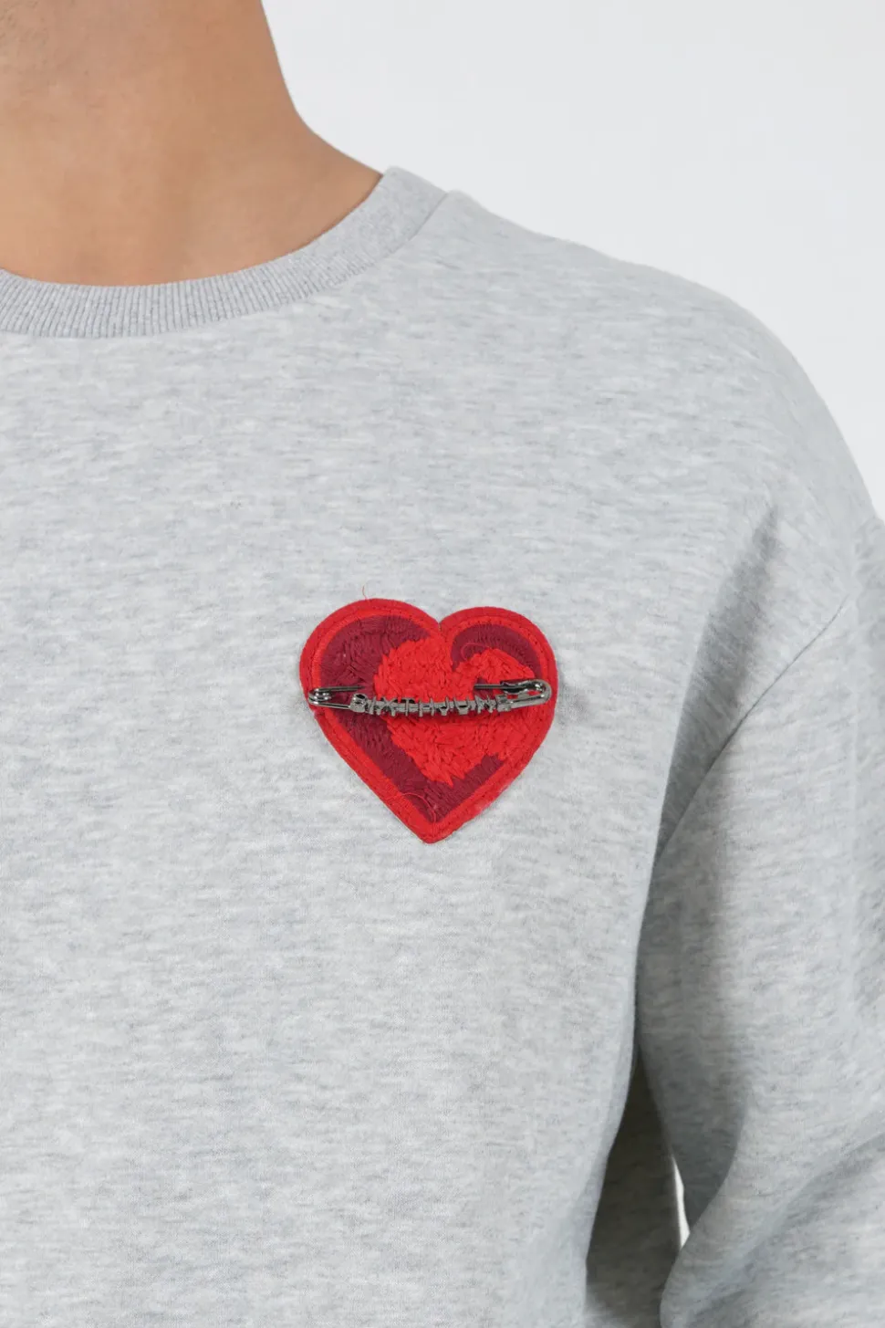 Sweat Coeur Brode Gris