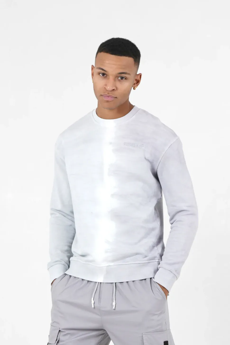 Sweatshirt Bicolore Delave Logo Gris Clair