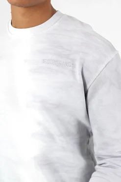 Sweatshirt Bicolore Delave Logo Gris Clair