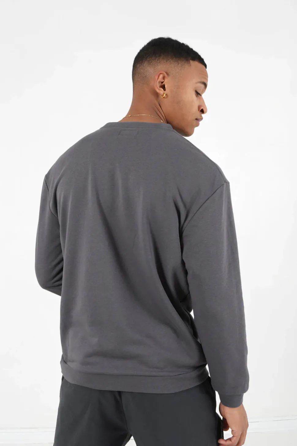 Sweatshirt Broderies Gris Fonce