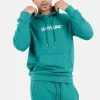 Sweatshirt Capuche Logo Brode Vert