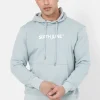 Sweatshirt Capuche Logo Brode Bleu Clair