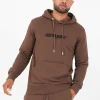 Sweatshirt Capuche Logo Brode Marron