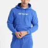 Sweatshirt Capuche Logo Brode Bleu Fonce