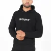 Sweatshirt Capuche Logo Brode Noir