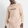 Sweatshirt Capuche Logo Brode Beige