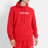 Sweatshirt Capuche Logo Brode Rouge