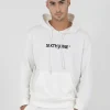 Sweatshirt Capuche Logo Brode Blanc