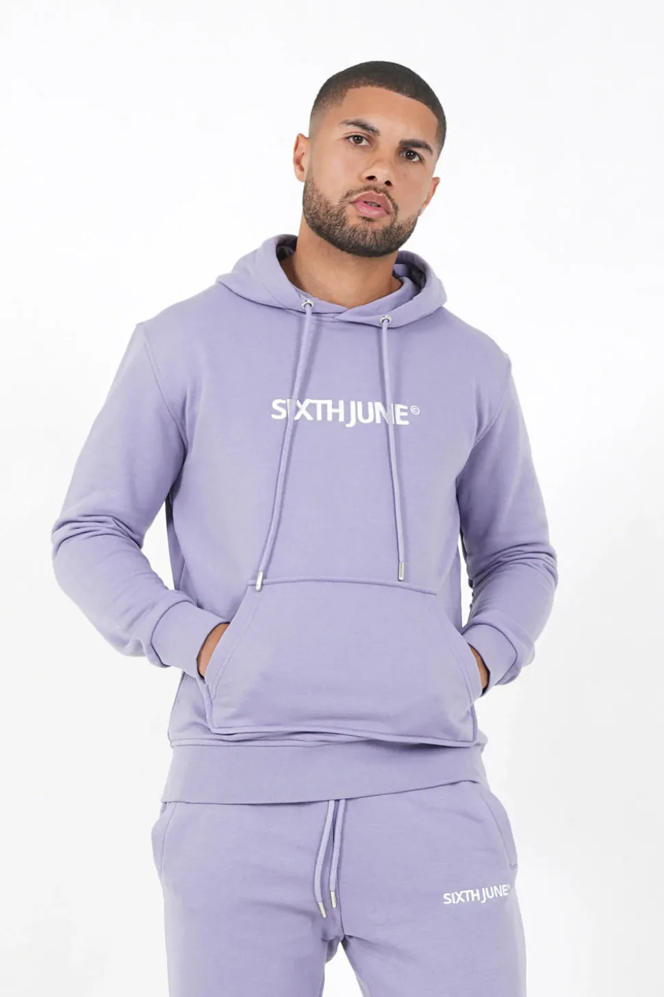 Sweatshirt Capuche Logo Brode Violet