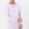 Sweatshirt Capuche Logo Brode Violet Clair