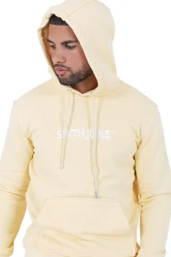 Sweatshirt Capuche Logo Brode Jaune