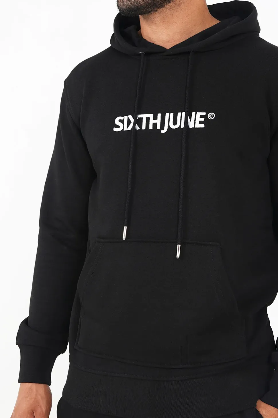 Sweatshirt Capuche Logo Brode Noir